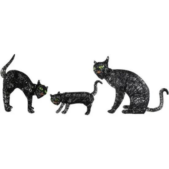 Northlight LED Lighted Black Cat Family Outdoor Halloween Decorations - 27.5" - Set of 3 image {3}