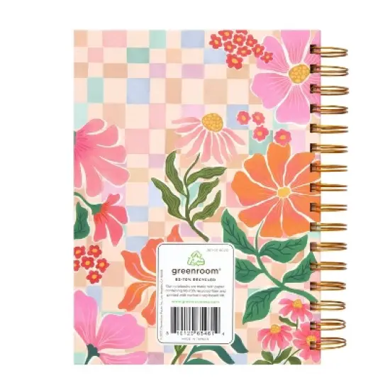greenroom 6"x8" Spiral Hardcover Notebok 320pg Graphic Floral Checkerboard image {1}