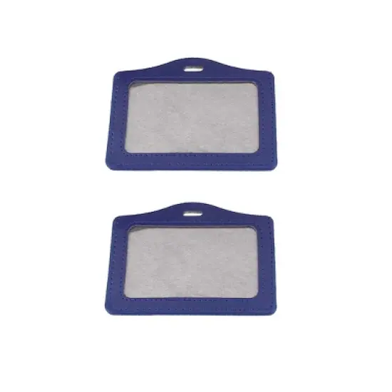 Unique Bargains Faux Leather Office Horizontal Business ID Badge Card Holder Blue 50Pcs image {4}