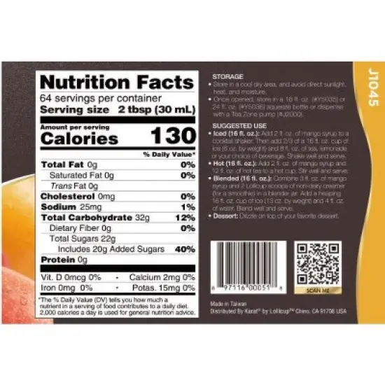 Tea Zone Mango Fruit Syrup 64 Oz. image {5}