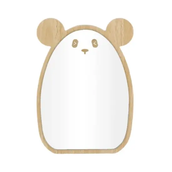 Unique Bargains Cartoon Panda Desktop Cosmetic Mirror Wood Color 1 Pc image {3}