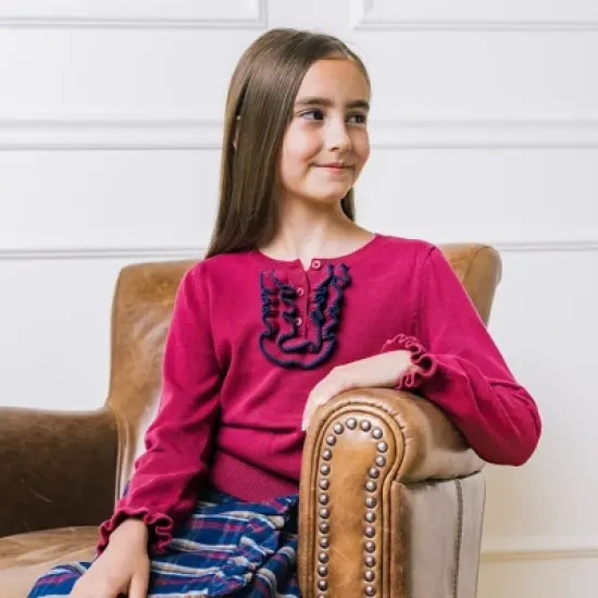 Hope & Henry Girls' Long Sleeve Ruffle Sweater Henley, Infant image {4}