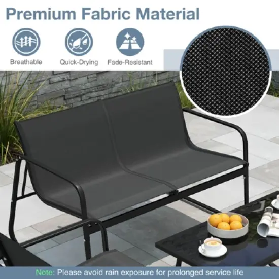 Costway 4 PCS Patio Furniture Set Fabric Lawn Chairs and Loveseat with  Coffee Table image {5}