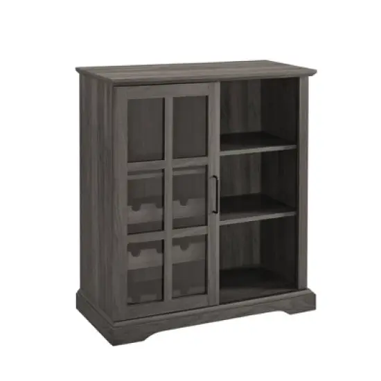 Tavern Modern Transitional Sliding Window Pane Door Bar Cabinet - Saracina Home image {8}