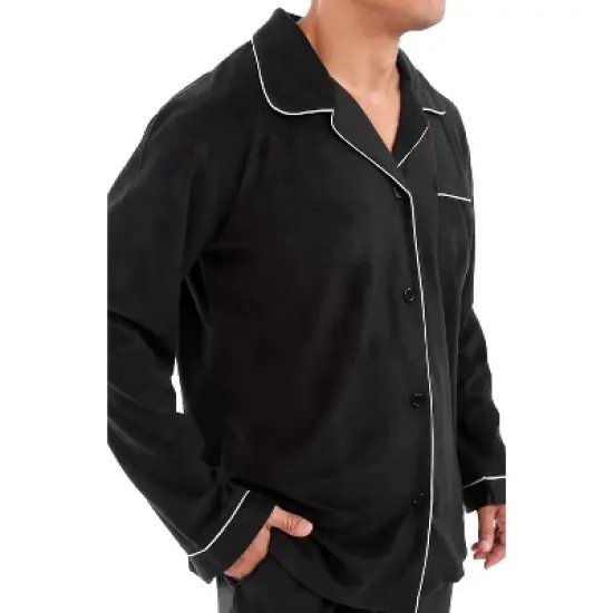 Men's Soft Plush Fleece Pajama Lounge Set, Warm Long Sleeve Shirt and Pants, PJ image {2}