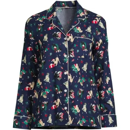 Lands' End Women's Tall Long Sleeve Print Flannel Pajama Top image {6}