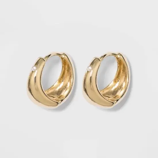 Small Hoop Earrings - A New Day&trade; Gold: Brass Nickel-Free Metal, Post Closure, 0.6" Length, 0.2" Width, 0.011 lbs image {2}