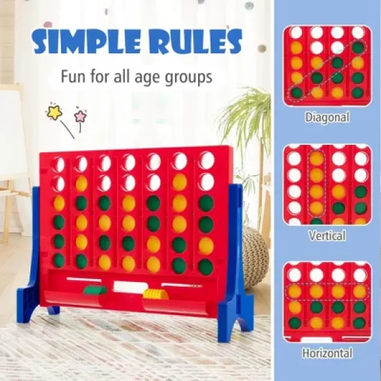 Costway Wall Mounted or Tabletop Giant 4 in a Row Jumbo 4-to-Score Connect Game Set Blue\Red\Green\Orange image {6}