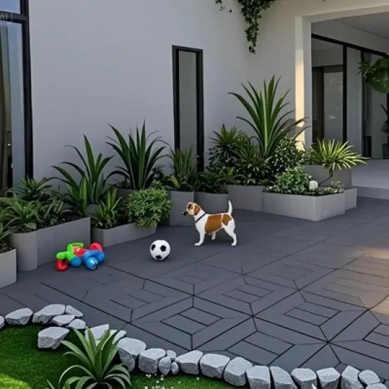 44 Pcs 12" Patio Deck Tiles, DIY Module Interlocking Decking Tiles Floor Tile Outdoor and Indoor image {1}