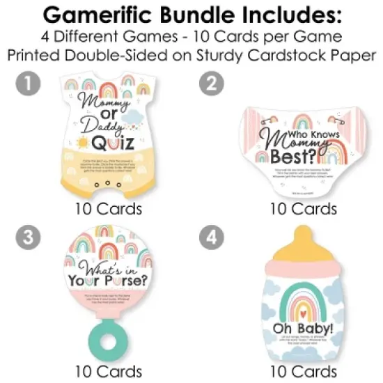 Big Dot of Happiness Hello Rainbow - 4 Boho Baby Shower Games - 10 Cards Each - Gamerific Bundle image {2}