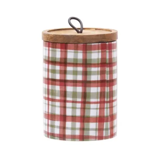 Gallerie II Poinsettia Xmas Mango Wood Canister Md image {4}