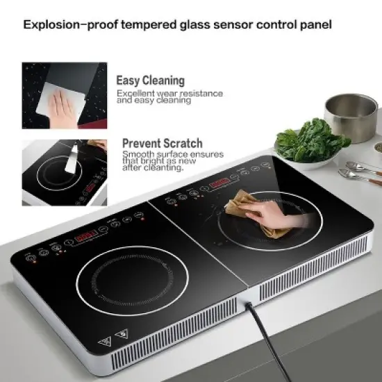 Double Induction Cooktop,2 Burner Independent Control,Ultrathin Body,10 Temperature induction hob,1800W-Multiple Power Levels,4 Hour Timer image {7}