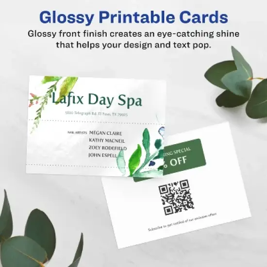 Avery Printable Business Cards, 2.5" x 3.5", Glossy White, 60ct image {1}