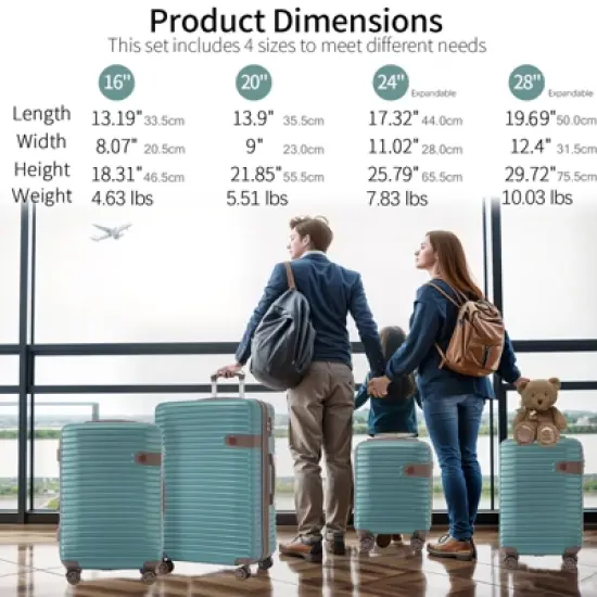 3/4 PCS ABS Lightweight Hard Shell Luggage Set with Spinner Wheels and TSA Lock - ModernLuxe image {1}