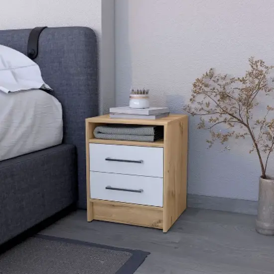 NicBex 19.9" Tall Modern Night Stand with Drawers,Wooden Nightstand with Hidden Shelf,Bedside Table for Bedroom Furniture image {8}