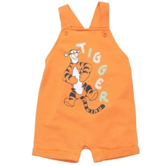Disney Tigger Winnie the Pooh Baby French Terry Short Overalls T-Shirt and Hat 3 Piece Outfit Set Newborn to Infant image {3}