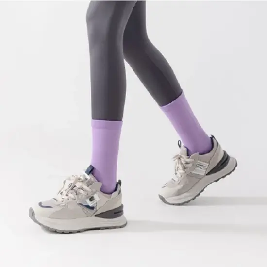 Anna-Kaci Unisex Athletic Crew Socks Two-Pack with Colorblock Design and Arch Compression Support image {5}