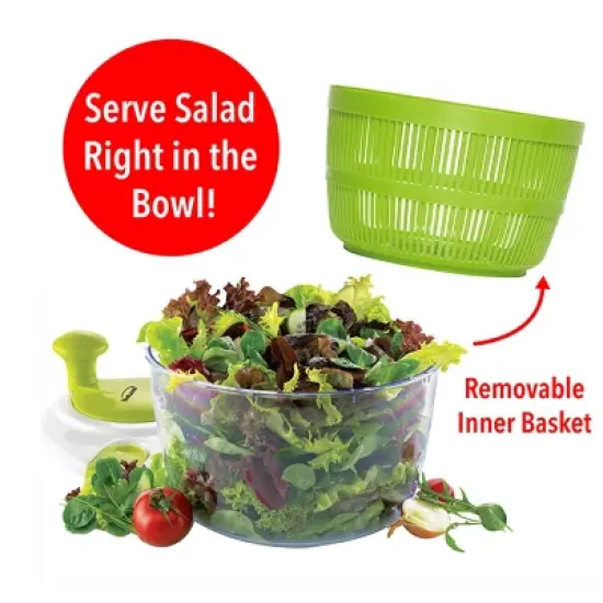 Brentwood 5 Quart Salad Spinner with Serving Bowl in Green image {4}