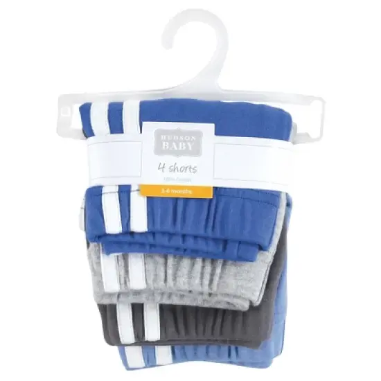 Hudson Baby Boy Shorts Bottoms 4-Pack, Blue image {1}