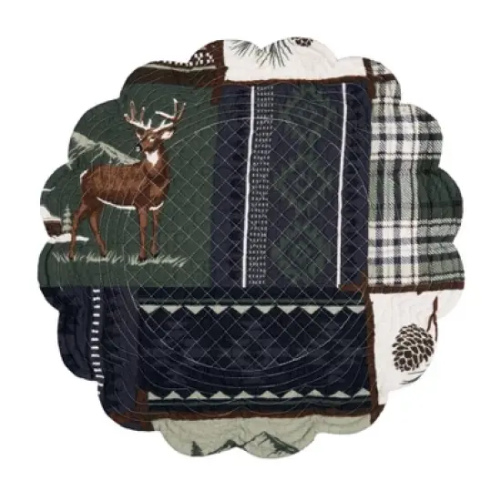 C&F Home Greenstone Pines Round Scalloped Placemats Set of 6 Black Bear Moose, 17" image {2}