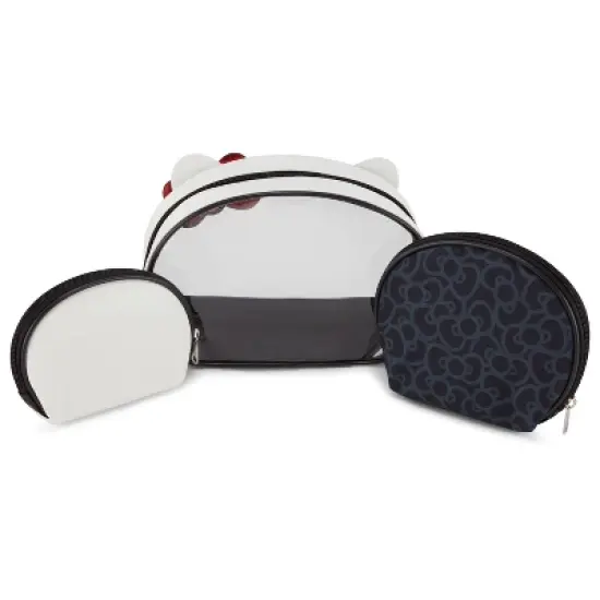 Hello Kitty 3 PC Cosmetic Case Set - Clear Black image {6}