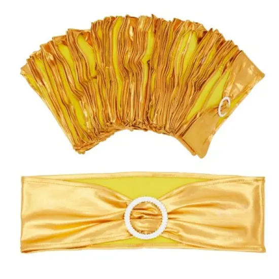 Juvale Gold Chair Sashes with Silver Buckles for Wedding Reception, Baby Shower, Birthday Party, Fits 13.5- to 16.5-Inch Chair Backs (100 Pack) image {3}