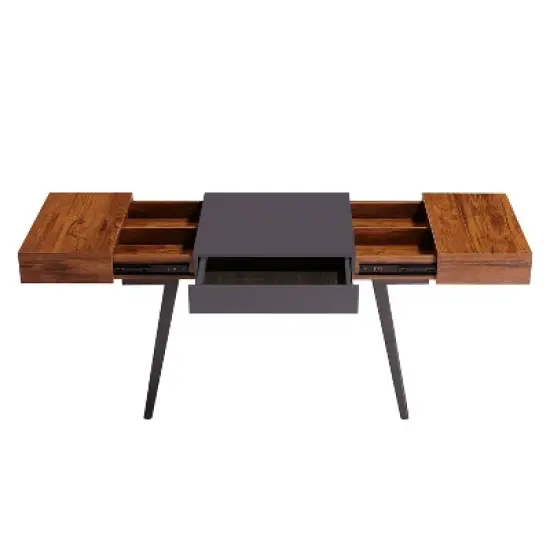 Expandable Modern Desk with Storage Mahogany - Techni Mobili image {3}
