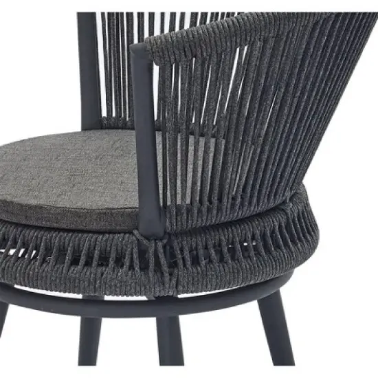 3pc Outdoor Wicker Conversation Set with Cushions - Dark Gray - GODEER image {10}