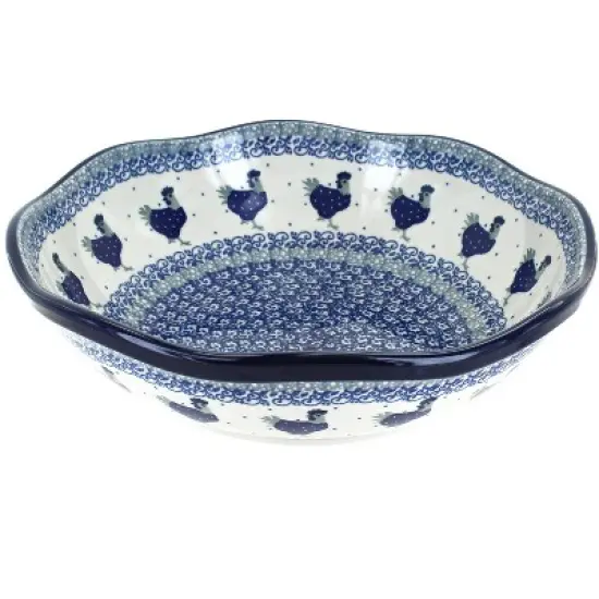 Blue Rose Polish Pottery 273 Ceramika Artystyczna Large Scallop Bowl image {5}