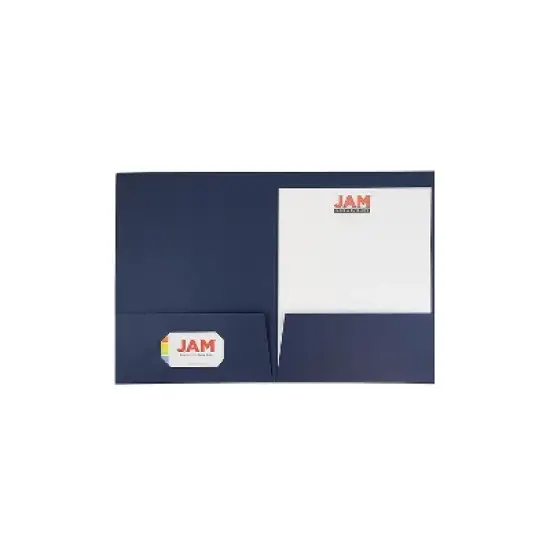 JAM Paper 2-Pocket Presentation Folders Navy Linen 100/Box 26982B image {4}