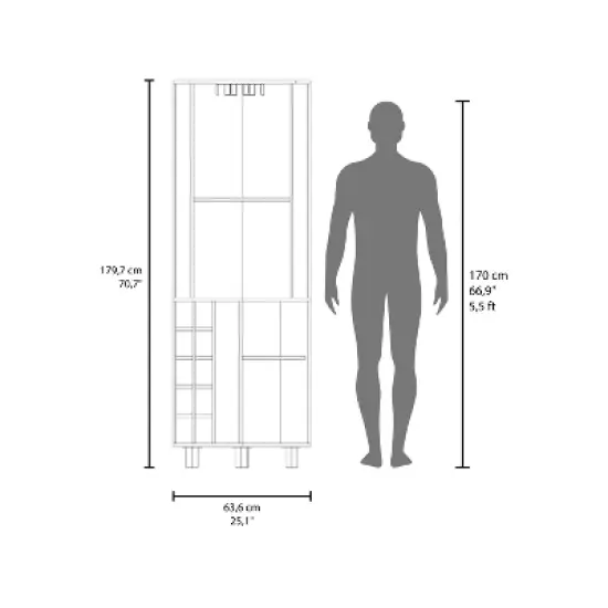 Gulches 10 Bottle Wine Cabinet with Single Door Storage,2 Superior Shelves Compact Corner Design, Natural Oak and Black Finish,Ready to Assemble image {4}