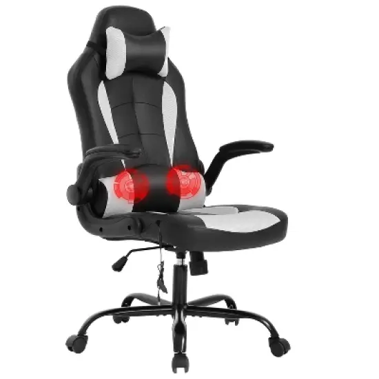 BestMassage Gaming Chair Computer Desk Chair with Lumbar Support Upholstery and Rolling Swivel Chair Base for PC Gaming and Executive Use image {13}