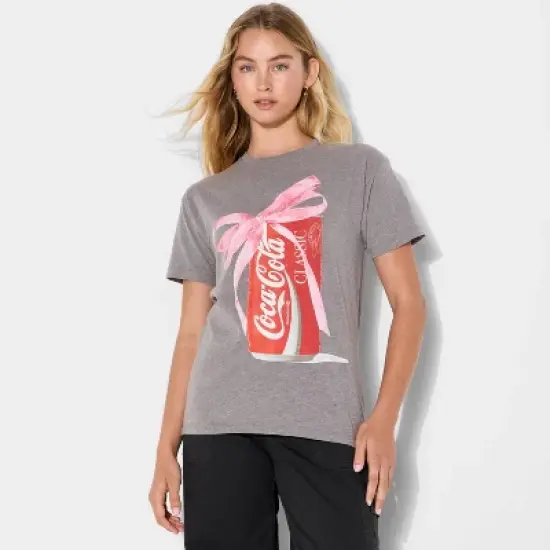 Women's Coca-Cola Bow Short Sleeve Graphic T-Shirt - Gray image {3}