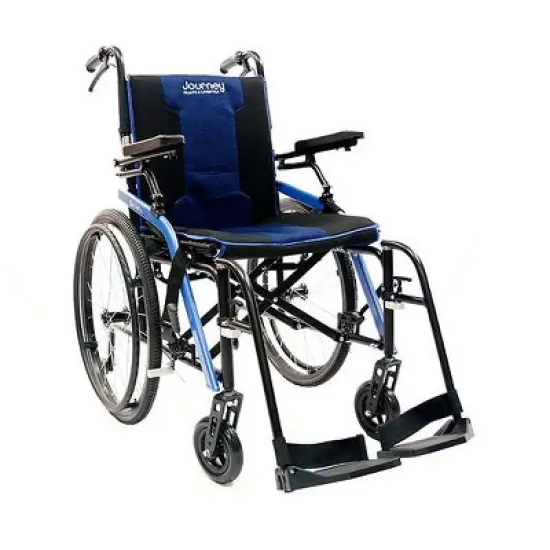 Journey Health and Lifestyle So Lite Folding Wheelchair, Lightweight with Padded Seat, Dual Hand Brakes, and Durable Tires image {8}