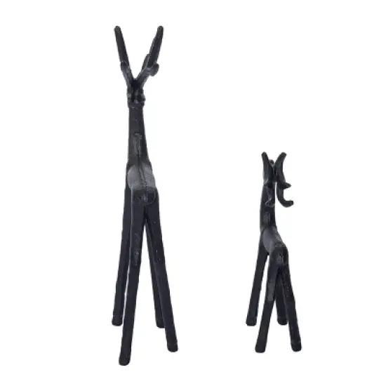 Transpac Set of 2 Iron Reindeer Figurines Black Metal Christmas Tabletop Decor for Holiday Celebrations and Gift Giving image {2}