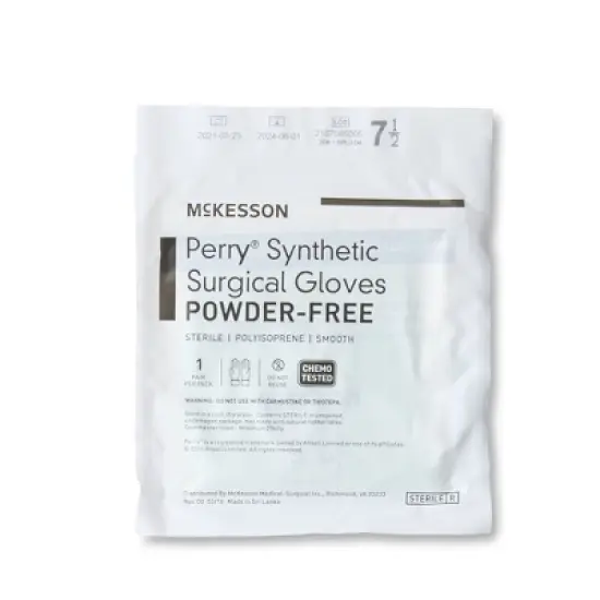 McKesson Perry Performance Plus Polyisoprene Surgical Glove Standard Cuff Length SIZE 7.5 image {1}