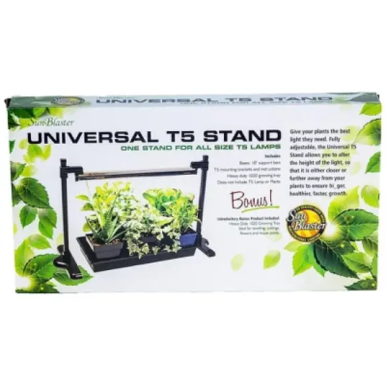 SunBlaster Universal Powder-Coated Aluminum Adjustable Lighting Stand with Heavy-Duty Plant Growing Tray, Fits All Size T5 Light Strips image {3}