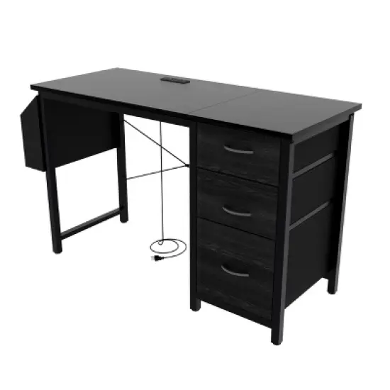 Kumasinova 47" Computer Desk with 3 Drawers,Office Desk with Power Outlets,Gaming Desk with Side Pocket,Study Desk for Home Office image {1}