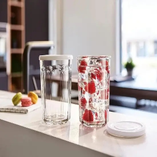 Luminarc Arc International Working Glass Storage Jar Cooler with White Lid, 21-Ounce, Set of 4 image {4}