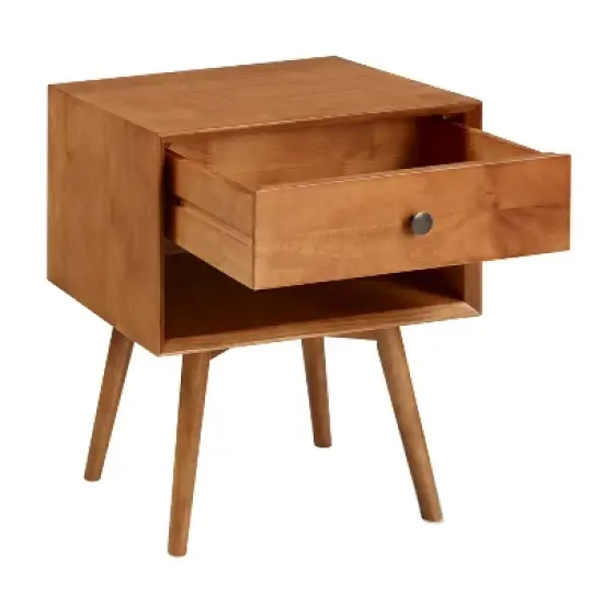 Greenberg 1 Drawer Mid-Century Modern Solid Wood Nightstand - Saracina Home image {4}