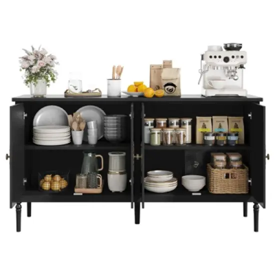 Large Sideboard Cabinet, 59" Modern Credenza Buffet Table Coffee Bar Wine Bar, Storage Cabinet with Adjustable Shelves image {3}