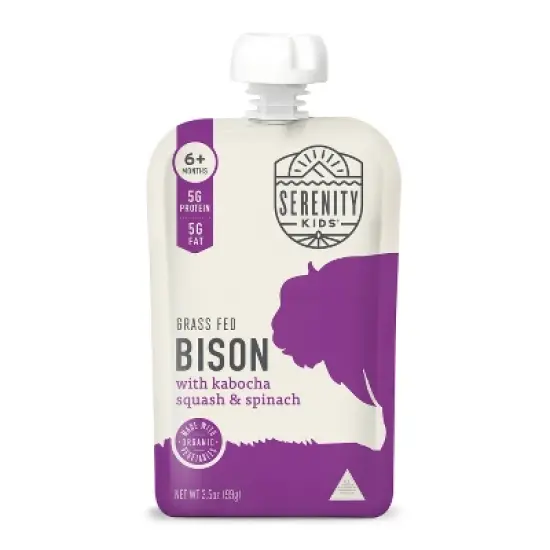 Serenity Kids Grass Fed Bison with Organic Kabocha Squash & Spinach Baby Food Pouch - 3.5oz image {8}
