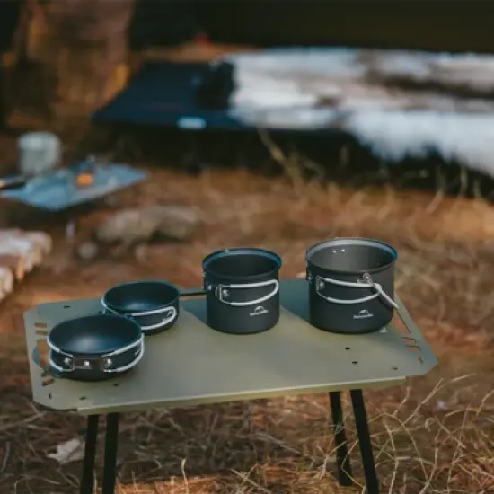 Naturehike 4 in 1 Premium Camping Cookware Set &ndash; Lightweight Aluminum Pots with Multi-Use Lids,Upgraded Handle,Compact & Space-Saving(Only 1.32 lbs) image {1}