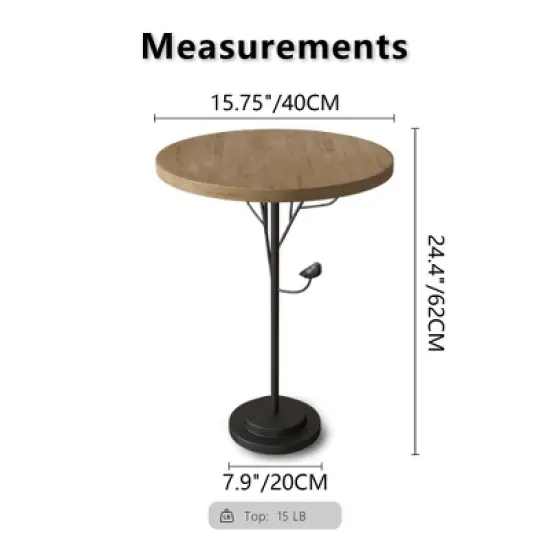 KWPZQEB Small Round Side Table, Modern Accent End Table Coffee Table with Metal Leg, Coffee Martini Table for Small Spaces, Bedroom, Corners, Natural image {4}