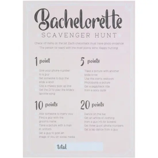 Juvale Bachelorette Party Game, 50-Pack Bar Scavenger Hunt Drinking Games and Dares, Fun Novelty Cards for Adults, Girls Night Out, Bridal Shower image {3}