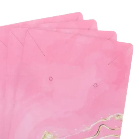 Unique Bargains Rectangle Paper Cardboard Hair Clip Earring Display Cards 100 Pcs Pink image {3}