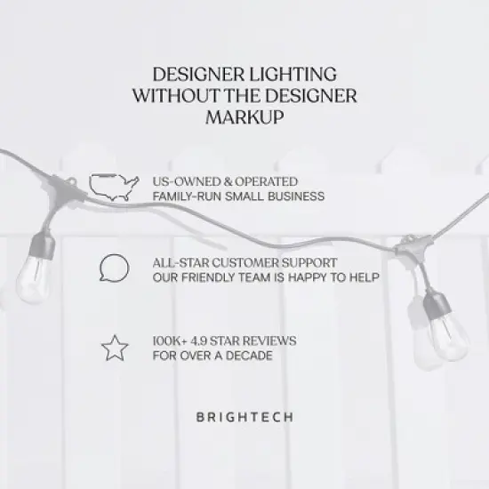 Brightech 7-Bulb LED Ambience Pro 1W 24ft 2700K S14 Indoor Outdoor Plug-in Hanging String Lights Clear Bulb Black Wire image {8}