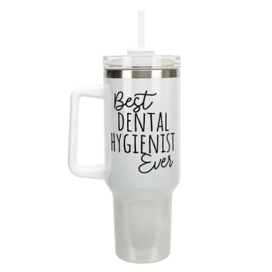 Elanze Designs Best Dental Hygienist Ever Career 40 oz. Stainless Steel, Large Water Bottle Coffee Mug, Spill & Leak Resistant, Thermal Travel Tumbler image {1}