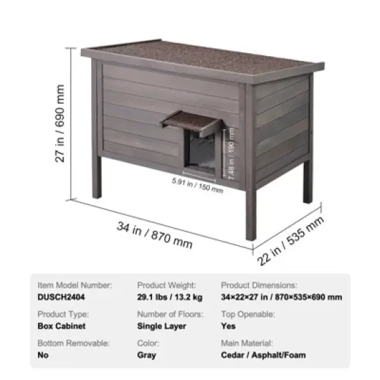 VEVOR Outdoor Cat House Weatherproof, Feral Cat Shelter for Multiple Cats, Outdoor Wooden Cat Rabbit House with All-Round Foam Insulated image {7}