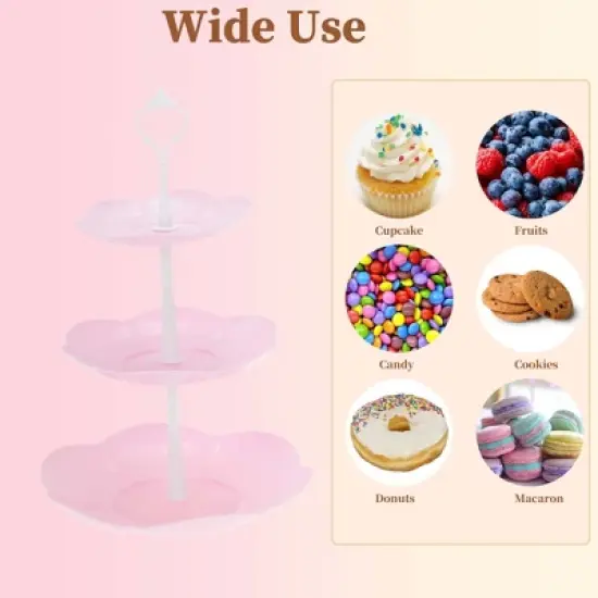 Unique Bargains Petal-shaped 3-Layer Dessert Cupcake Stand with Layered Serving Tray for Pastries Donuts and Fruits image {4}